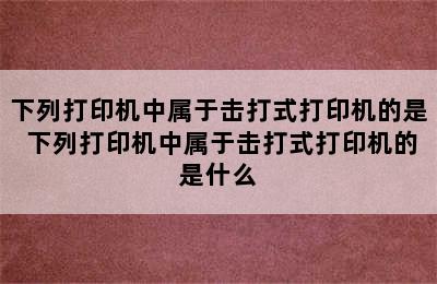 下列打印机中属于击打式打印机的是 下列打印机中属于击打式打印机的是什么